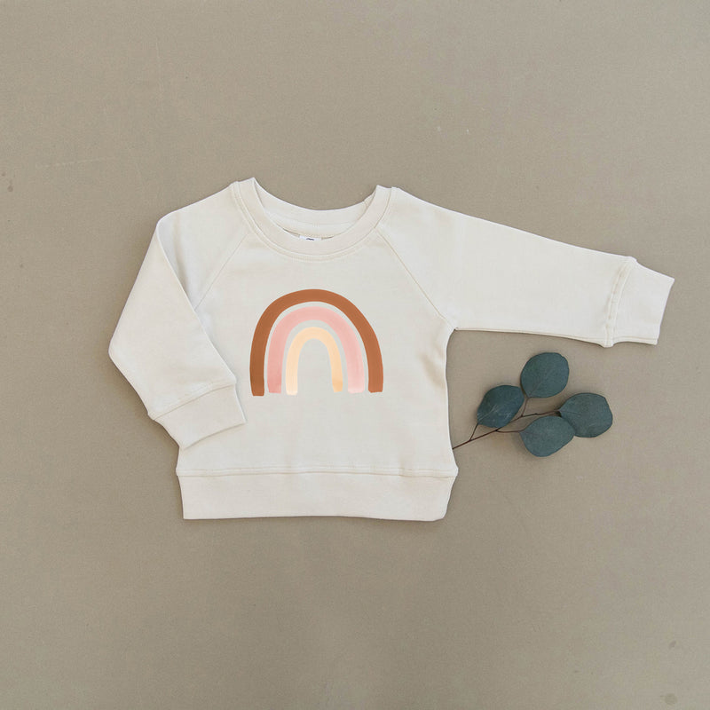 Blush Watercolor Rainbow Organic Baby & Toddler Natural Pullover