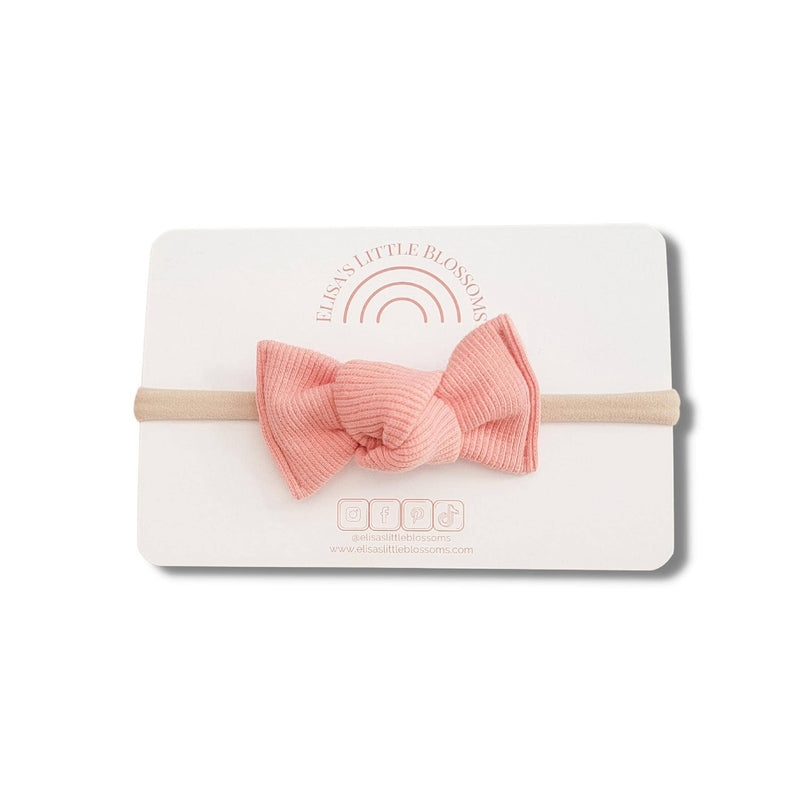 Knot Single Bow - Coral Ribbed