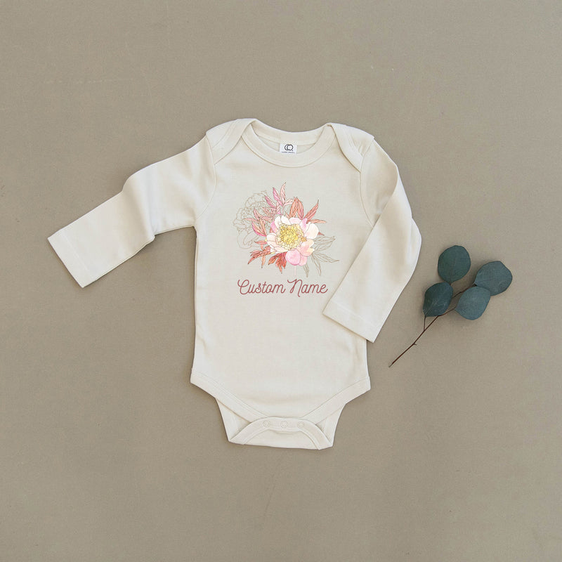 Custom Name Floral Organic Baby Onesie®