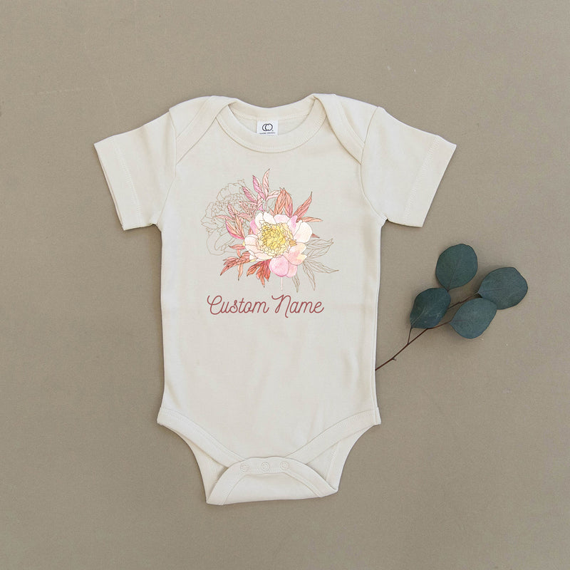 Custom Name Floral Organic Baby Onesie®