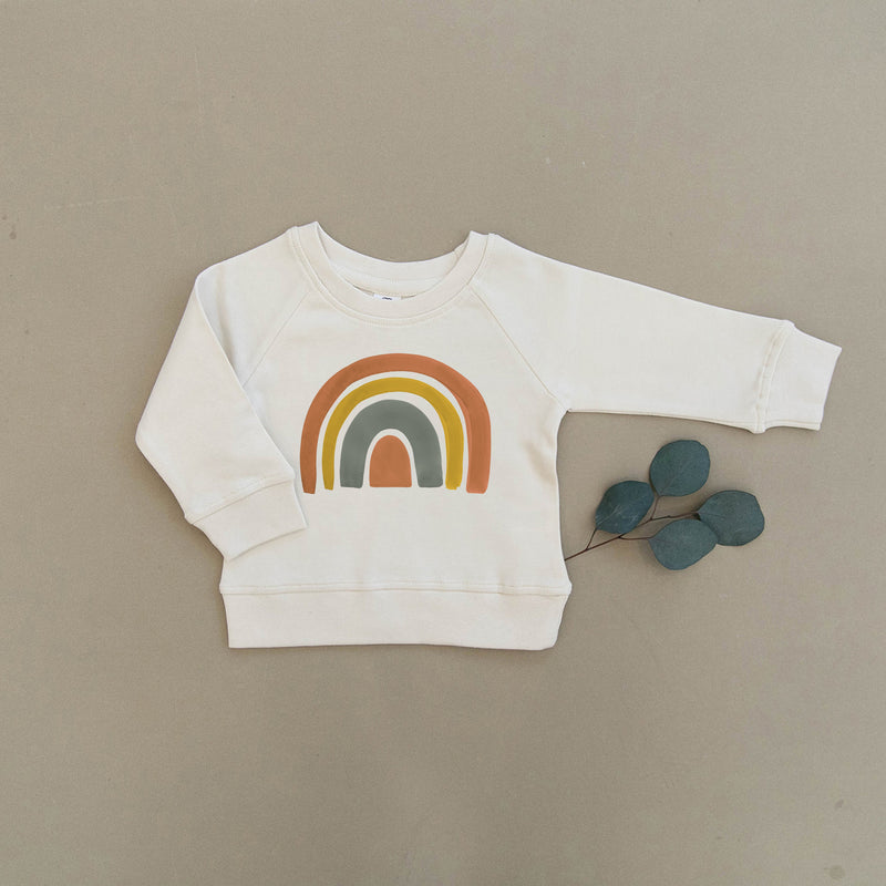 Dark Watercolor Rainbow Organic Baby & Toddler Natural Pullover