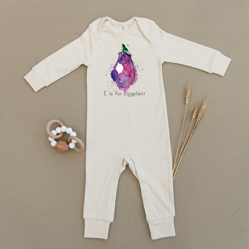E is for Eggplant Organic Baby Playsuit