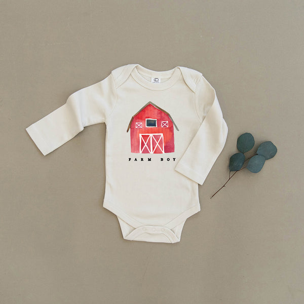 Farm Boy Red Barn Organic Baby Onesie®