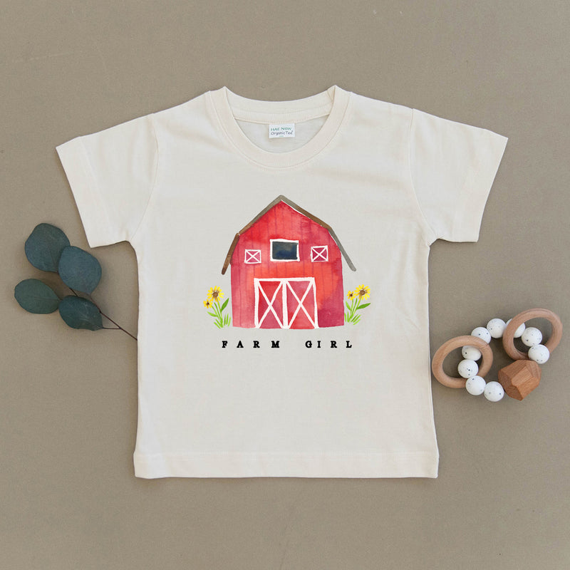 Farm Girl Red Barn Organic Toddler Tee