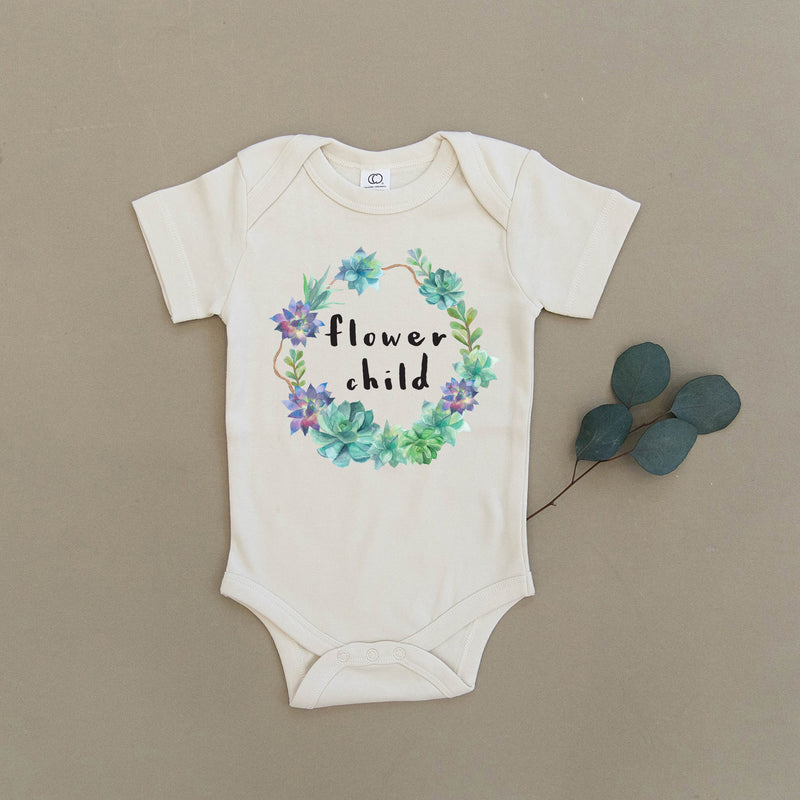 Flower Child Succulent Wreath Organic Baby Onesie®