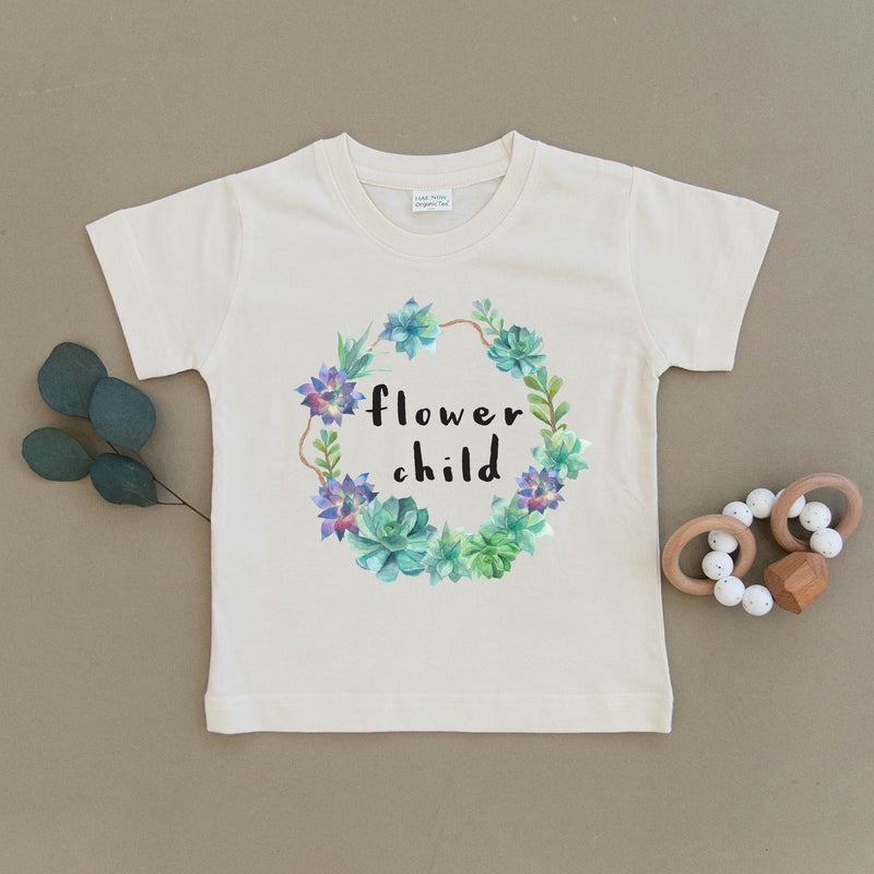 Flower Child Succulent Wreath Organic Toddler Tee