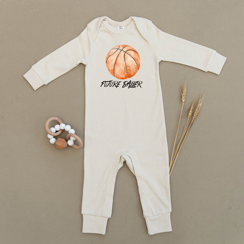 Future Baller Nothing But Net Basketball Organic Baby Playsuit
