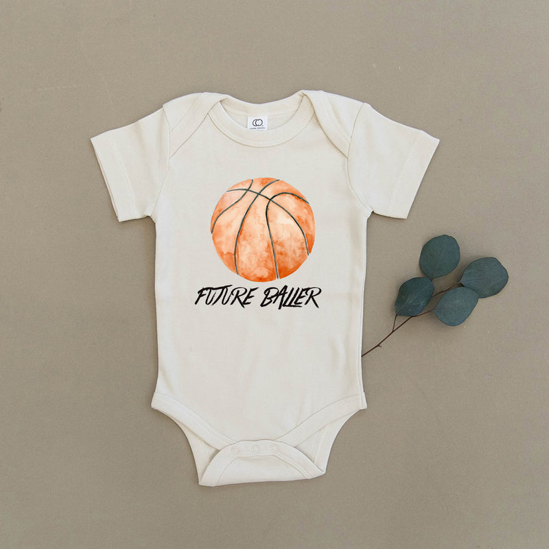 Future Baller Nothing But Net Basketball Organic Baby Onesie®