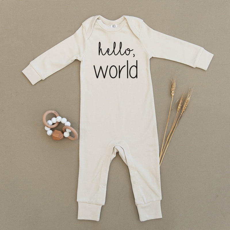 Hello World Black Organic Baby Playsuit