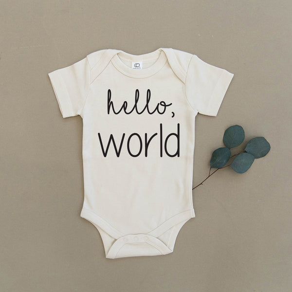 Hello World Black Organic Baby Onesie®