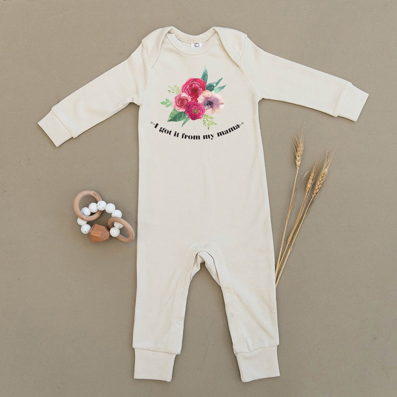 I Got It From My Mama Floral Organic Baby Playsuit