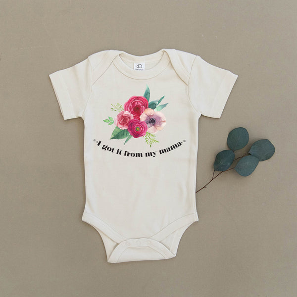 I Got It From My Mama Floral Organic Baby Onesie®