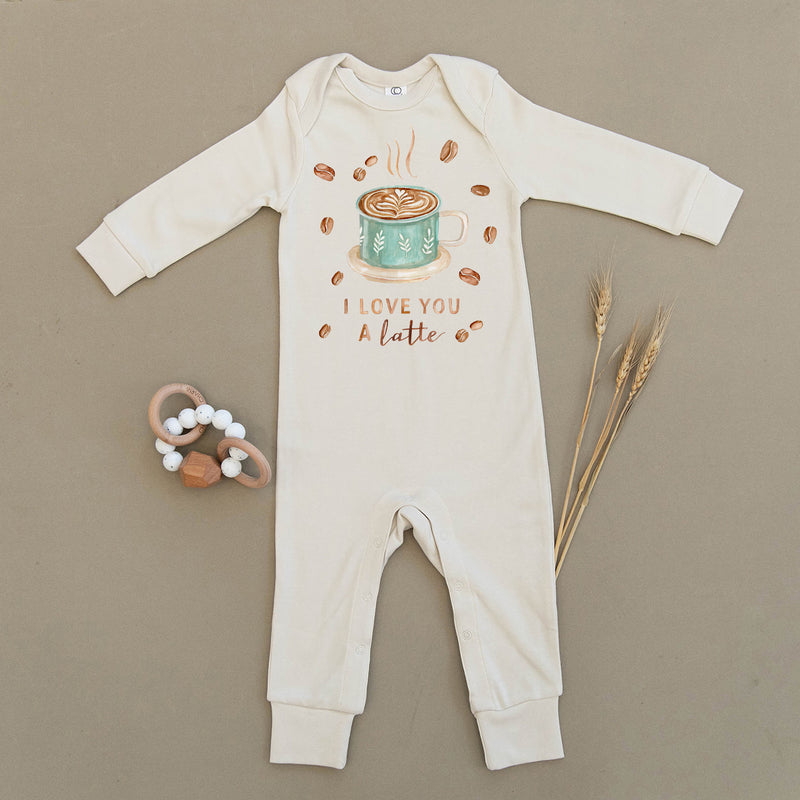 I Love You A Latte Coffee Organic Baby Playsuit