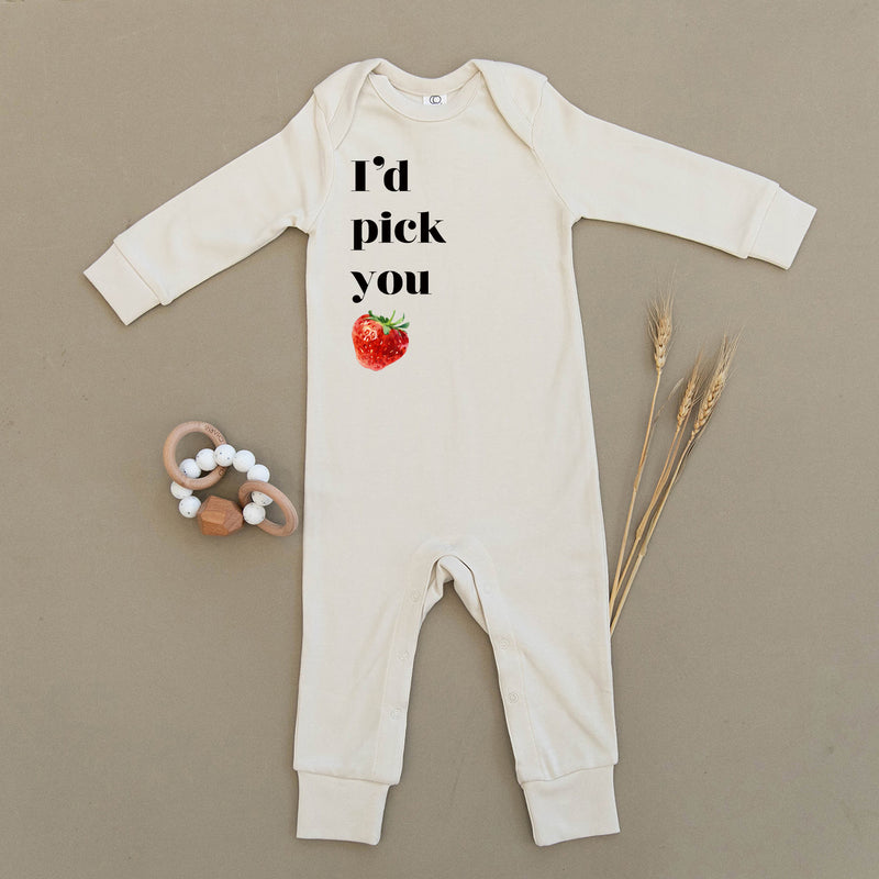 I'd Pick You Strawberry Organic Baby Playsuit
