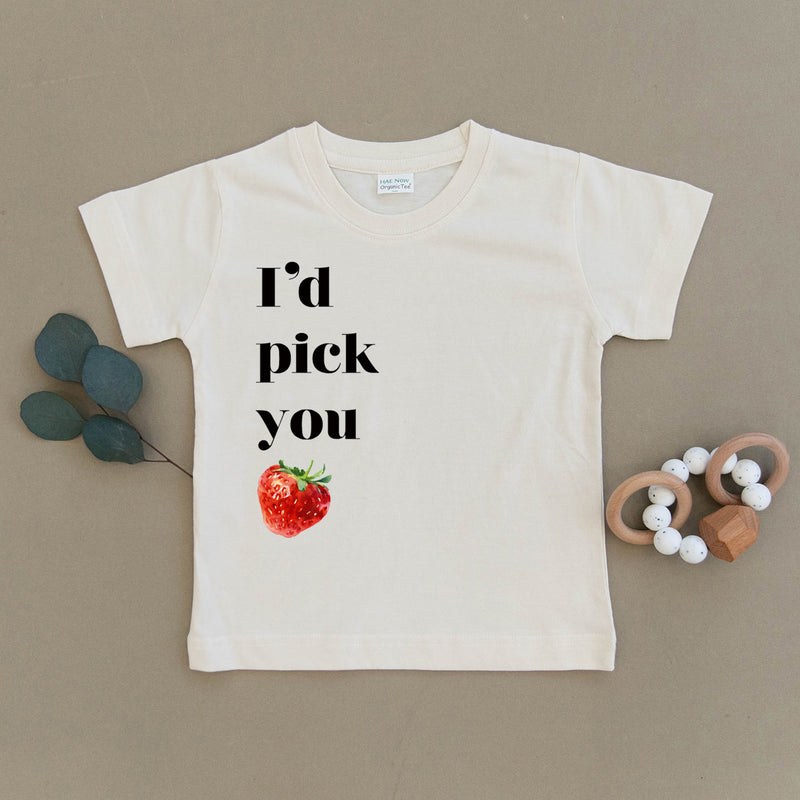 I'd Pick You Strawberry Organic Toddler Tee