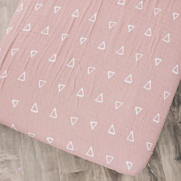 Blush Triangle Crib Sheet