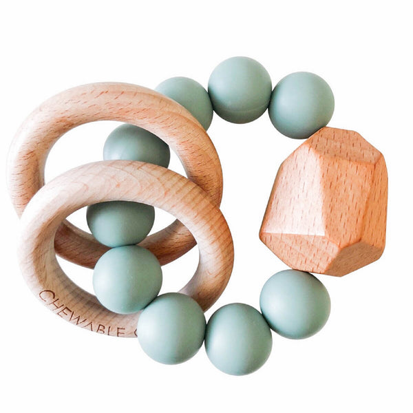 Hayes Silicone + Wood Teether Toy - Succulent