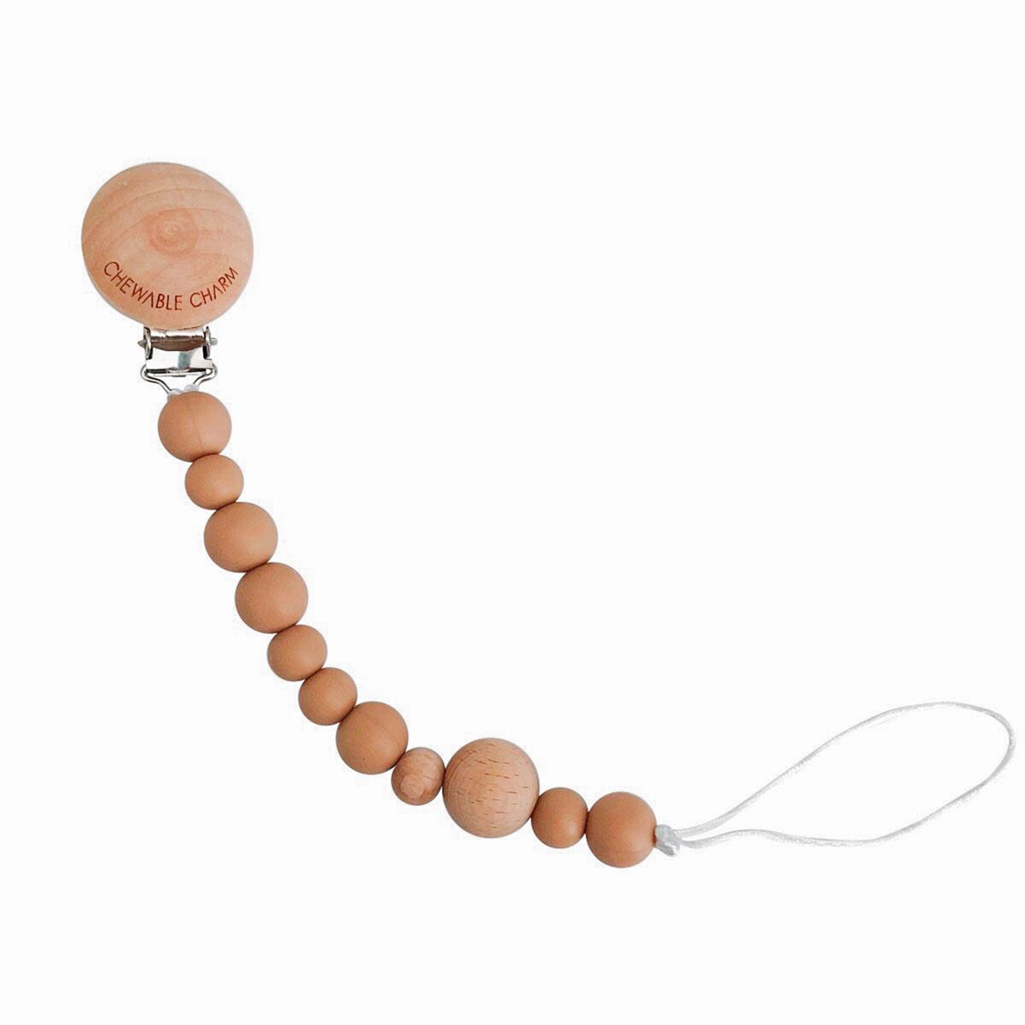 Silicone + Wood Pacifier Clip - Tan – Urban Baby Co.