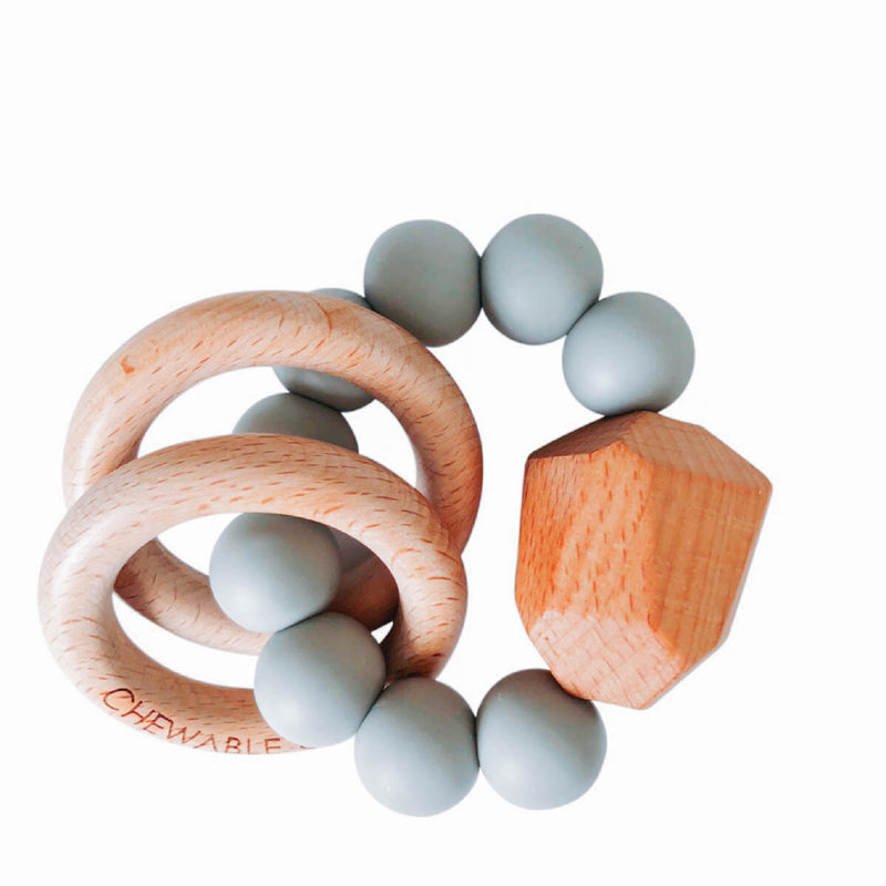 Hayes Silicone + Wood Teether Toy - Grey