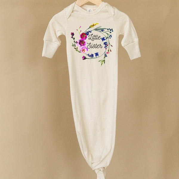 Little Sister Floral Organic Infant Gown
