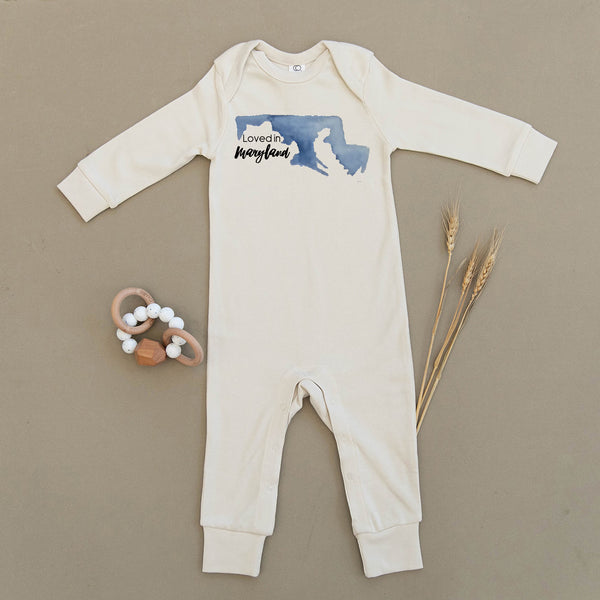 Loved in Maryland Organic Baby Playsuit