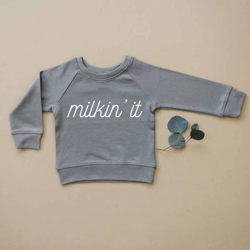 Milkin' It Organic Baby & Toddler Slate Grey Pullover