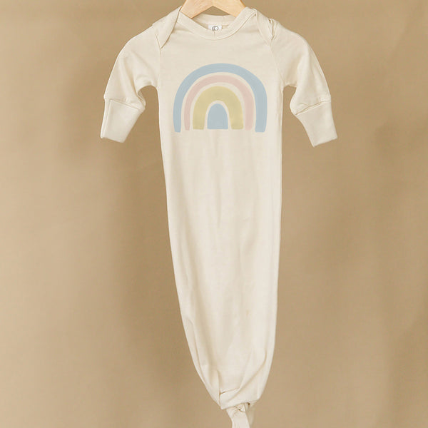 Organic Infant Gown Pastel Watercolor Rainbow