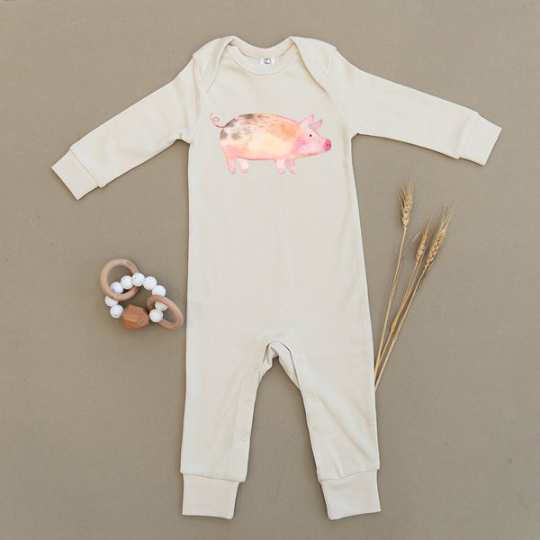 What's Shakin' Bacon Pig Organic Baby Playsuit