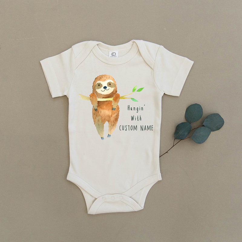 Custom Name Sloth Organic Baby Onesie®