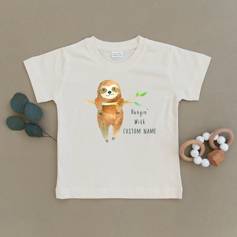 Custom Name Sloth Organic Toddler Tee