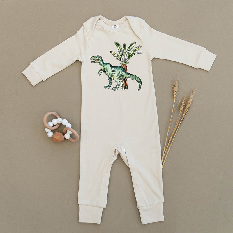 T-Rex Dinosaur Organic Baby Playsuit